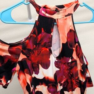 Guess Red and Black Floral Blouse